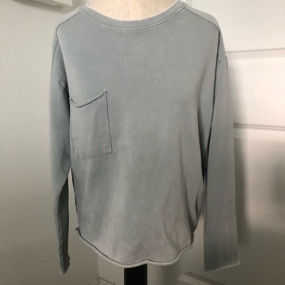 Z Supply Seaglass Washed Rolled Hem Sweatshirt